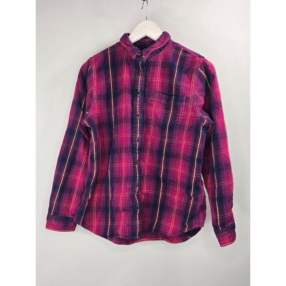 L.L.Bean Women's S Plaid Flannel Button Up Shirt Soft Cotton Burgundy Navy